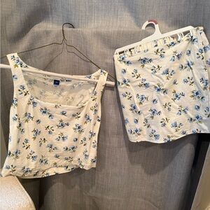 Old Navy Blue Floral Top and Skort Set